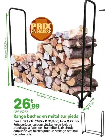 Provence Outillage Range bûches en métal sur pieds offre