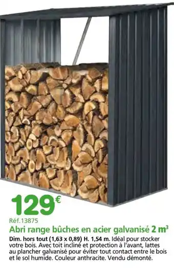 Provence Outillage Abri range bûches en acier galvanisé 2 m³ offre