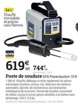 Espace emeraude Gys - poste de soudure powerduction 10 r offre
