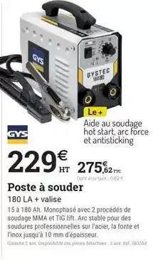 Espace emeraude Gys - poste a souder offre