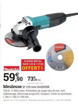 Espace emeraude Makita - meuleuse ø ø ø mm gaso30r offre