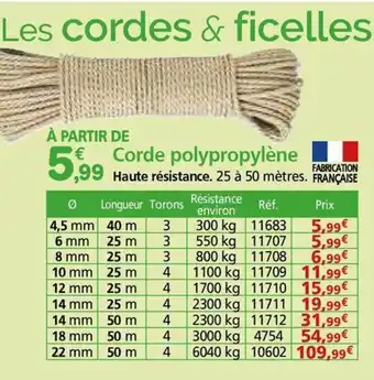 Provence Outillage Corde polypropylène offre