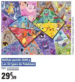 JouéClub Nathan puzzle 2000 p les 16 types de pokémon offre