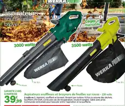 Provence Outillage WERKA PRO Aspirateurs souffleurs et broyeurs de feuilles sur roues - 230 volts offre