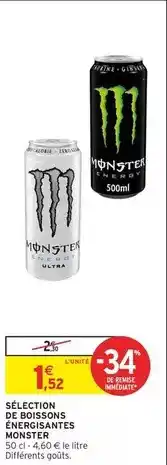 Intermarché Monster - sélection de boissons énergisantes offre