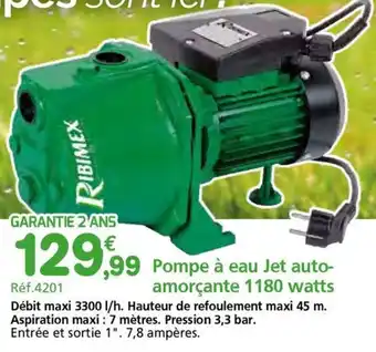 Provence Outillage Pompe à eau Jet auto- amorçante 1180 watts offre