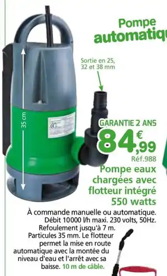 Provence Outillage Pompe eaux chargées avec flotteur intégré 550 watts offre