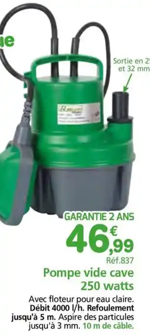 Provence Outillage Pompe vide cave 250 watts offre