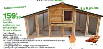 Provence Outillage WERKA PRO Poulailler surélevé en bois avec pondoir et rampe d'accès offre