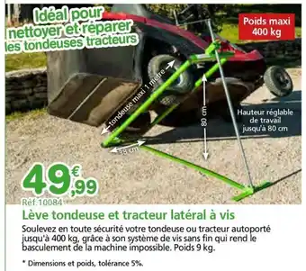 Provence Outillage Lève tondeuse et tracteur latéral à vis offre