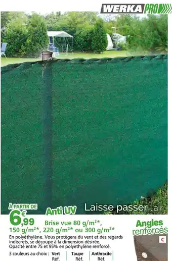 Provence Outillage WERKA PRO Brise vue 80 g/m²*, offre