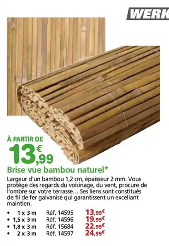 Provence Outillage WERKA PRO Brise vue bambou naturel offre