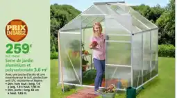 Provence Outillage Serre de jardin aluminium et polycarbonate 3,6 m² offre