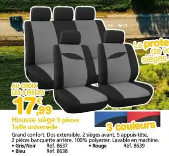 Provence Outillage Housse siège 9 pièces Taille universelle offre