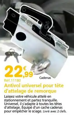 Provence Outillage Antivol universel pour tête d'attelage de remorque offre