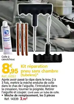 Provence Outillage Kit réparation pneu sans chambre (tubeless) offre