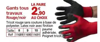 Provence Outillage Gants tous travaux Rouge/noir offre