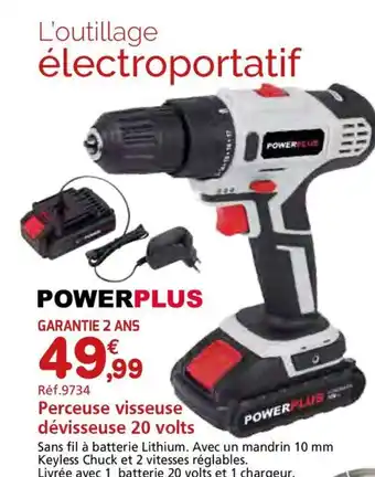 Provence Outillage POWER PLUS Perceuse visseuse dévisseuse 20 volts offre