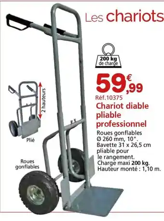 Provence Outillage Chariot diable pliable professionnel offre