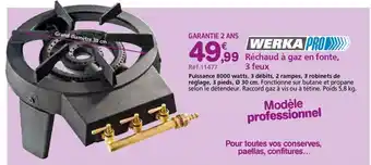 Provence Outillage WERKA PRO Réchaud à gaz en fonte, 3 feux offre