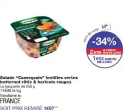 Monop' Salade Cassegrain lentilles vertes butternut rôtie & haricots rouges offre