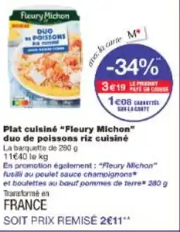 Monop' Plat cuisiné Fleury Michon duo de poissons riz cuisiné offre