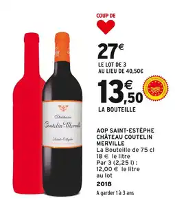 Intermarché Château Coutelin-Merville AOP Saint-Estèphe offre