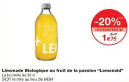 Monop' Limonade Biologique au fruit de la passion Lemonaid offre