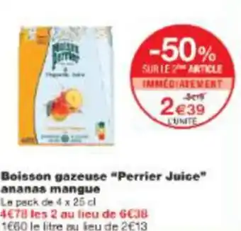 Monop' Boisson gazeuse perrier juice ananas mangue offre