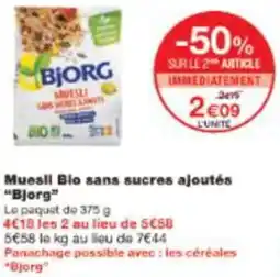 Monop' Muesli Bio sans sucres ajoutés Bjorg offre