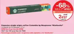 Monop' Capsules single origin coffee Colombia by Nespresso Starbucks offre
