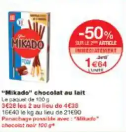Monop' Mikado chocolat au lait offre