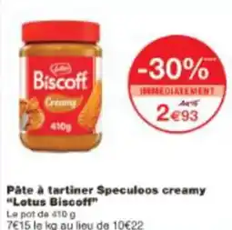 Monop' Pâte à tartiner Speculoos creamy Lotus Biscoff offre