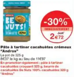 Monop' Pâte à tartiner cacahuètes crémeux Andros offre