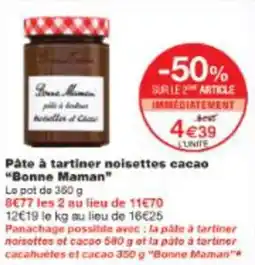 Monop' Pâte à tartiner noisettes cacao Bonne Maman offre