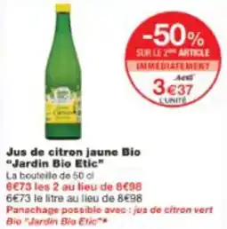 Monop' Jus de citron jaune Bio Jardin Bio Etic offre