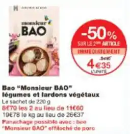 Monop' Bao monsieur bao légumes et lardons végétaux offre