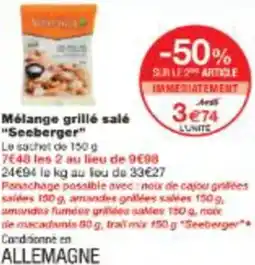 Monop' Mélange grillé salé Seeberger offre
