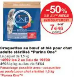 Monop' Croquettes au bouf et blé pour chat adulte stérilisé Purina One offre