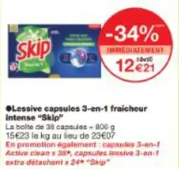 Monop' Lessive capsules 3-en-1 fraicheur Intense Skip offre