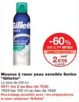 Monop' Mousse à raser peau sensible Series Gillette offre