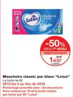 Monop' Mouchoirs classic pur blanc Lotus offre