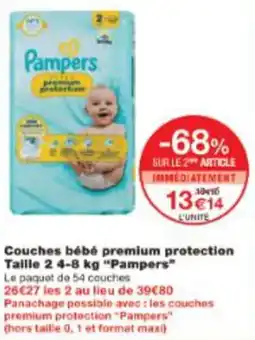 Monop' Couches bébé premium protection Taille 2 4-8 kg Pampers offre