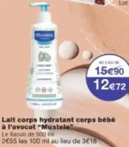 Monop' Lait corps hydratant corps bébé à l'avocat Mustela offre