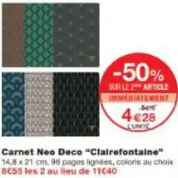 Monop' Carnet Neo Deco Clairefontaine offre