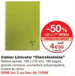 Monop' Cahier Linicolor Clairefontaine offre