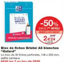 Monop' Bloc de fiches Bristol A5 blanches Oxford offre