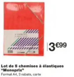 Monop' Lot de 5 chemises à élastiques Monoprix offre