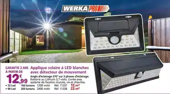 Provence Outillage Applique solaire à LED blanches avec détecteur de mouvement offre
