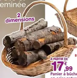Provence Outillage Panier à bûches en osier naturel 58 x 38 x H. 9/21 cm offre